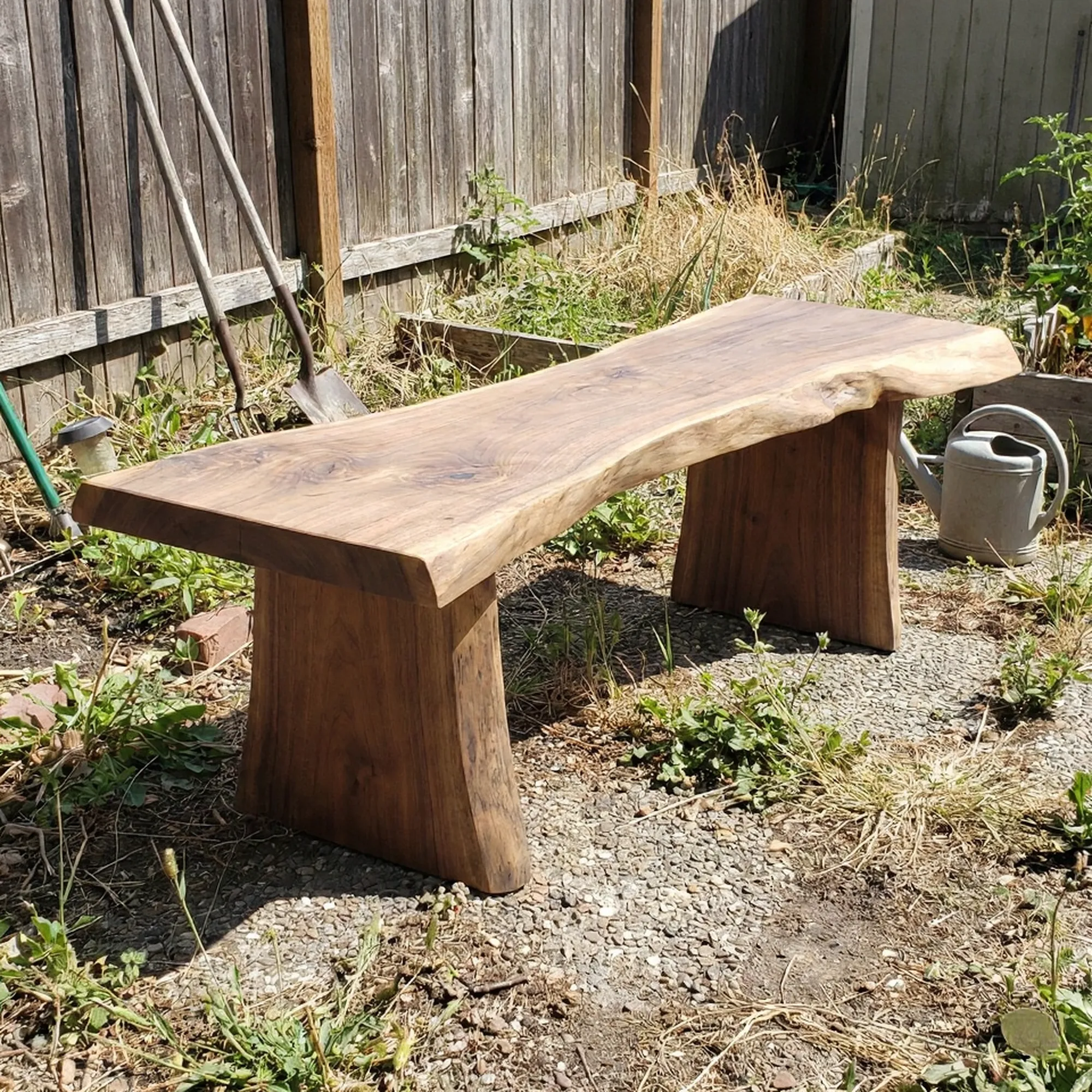 Handmade Solid Wood Bench with Metal Legs - view 8